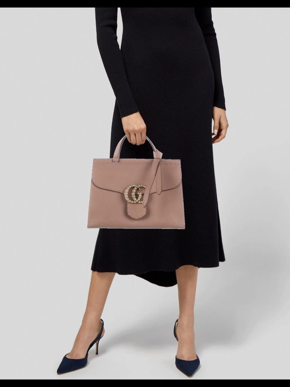 Gucci Pearl Double G Top Handle Bag in Taupe - Picture 2 of 16